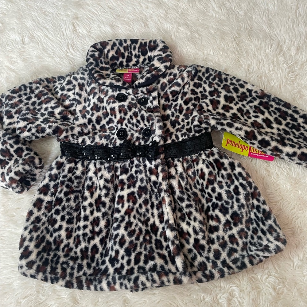 Leopard Print Girls Faux Fur Coat by Penelope Mack